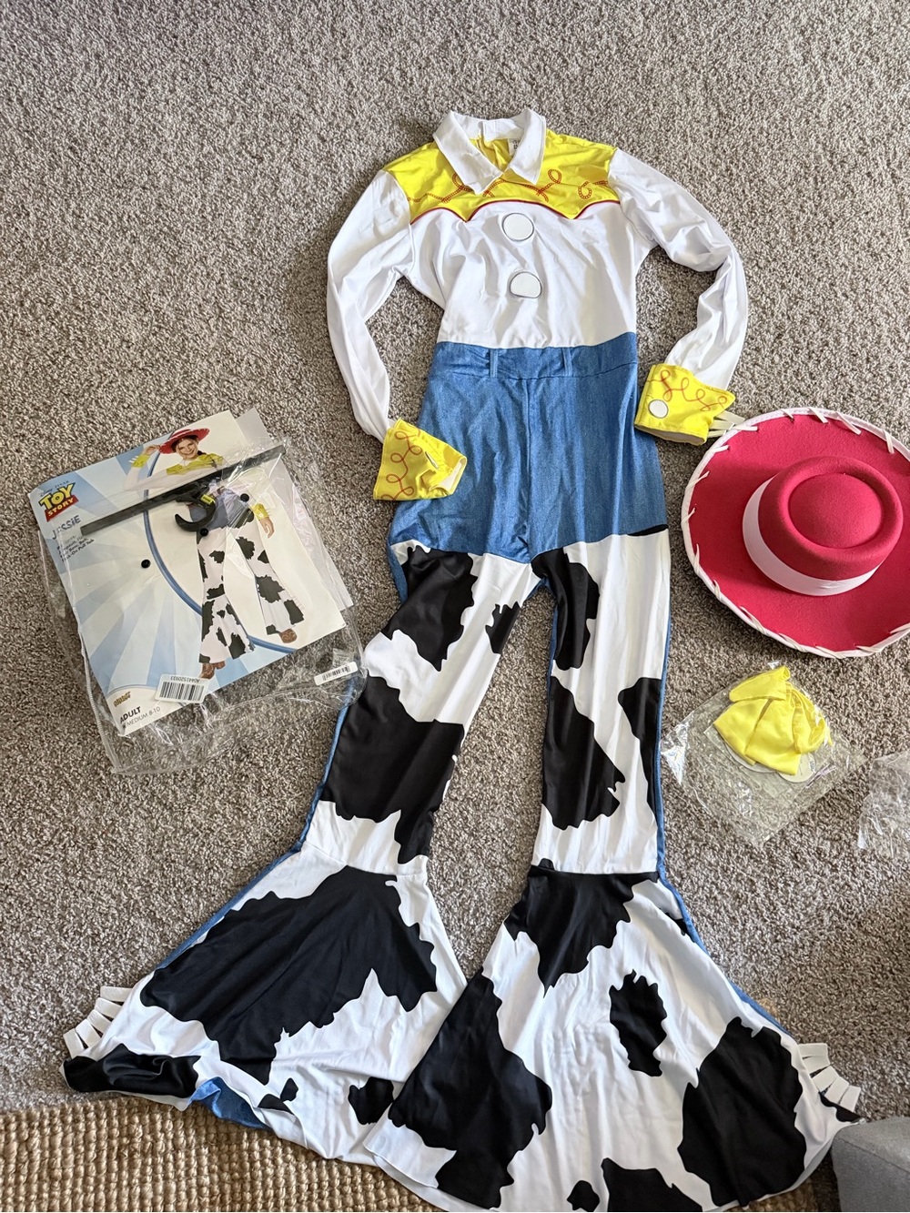 Spirit Jessie-Inspired Women's Cowgirl Jumpsuit - White, Yellow, Blue, Black